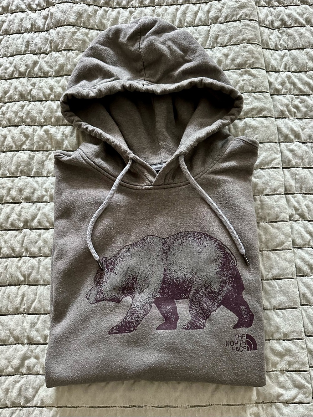 The North Face Men’s Gray Hoodie / Purple Bear Graphic - Size XL